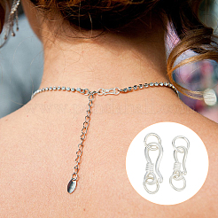 4Pcs 2 Styles 925 Sterling Silver S-Shaped Hook Clasps&nbsp;STER-GO0001-16