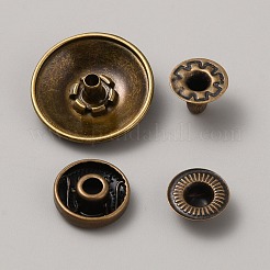 合金スナップボタン  綿パッデッド服コートダウンジャケットバックル  花付きフラットラウンド  アンティークブロンズ  15x6.5~7mm  4個/セット&nbsp;FIND-WH0421-74C