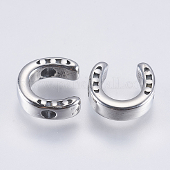 304ステンレススチールビーズフレーム  馬蹄  アンティークシルバー  10x9.5x3mm  穴：2mm&nbsp;STAS-I072-049AS