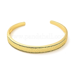 Brass Pave Green Cubic Zirconia Open Cuff Bangles for Women&nbsp;BJEW-M312-01B-G