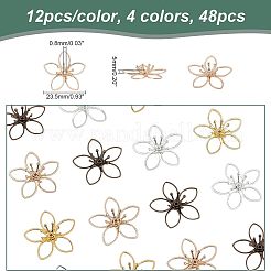 真鍮ビーズキャップ48色4個  5花びら  花  ミックスカラー  22.5~23.5x4.5~5mm  穴：0.8mm  12個/カラー&nbsp;KK-FH0004-38
