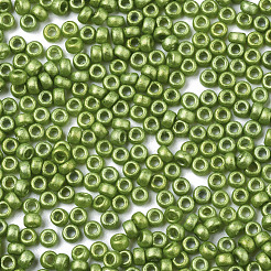 つや消しオペークガラスシードビーズ  機械刺繍に適合  焼き付け塗料  ラウンド  黄緑  2.5x1.5mm  穴：1mm  約2222個/50g&nbsp;X-SEED-S042-06A-02