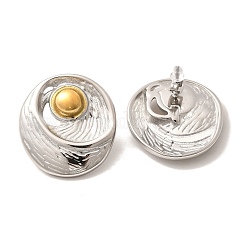 304 Stainless Steel Two Tone Stud Earrings&nbsp;EJEW-F355-02GP-01