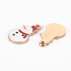 ゴールデン合金エナメルペンダントメッキ  クリスマスのために  クリスマス雪だるま  カドミウムフリー＆鉛フリー  レッド  21x12x1.5mm  穴：2mm&nbsp;ENAM-T009-92-RS
