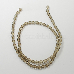 ガラスビーズ連売り  多面カット  ティアドロップ  グレー  6x4mm  穴：1mm  約65~68個/連  14.96~15.35インチ&nbsp;GLAA-R024-6x4mm-19