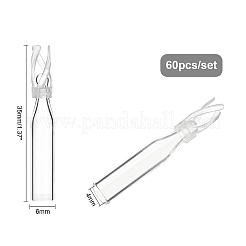 ガラスとプラスチックのサンプルボトル60個  クラフト用  裏地付きパイプ付き  透明  35x6mm  内径：4mm  60個/セット&nbsp;TOOL-OC0001-42