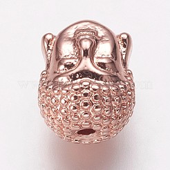 真鍮ビーズ  仏頭  ローズゴールド  11x9x8.5mm  穴：1.5mm&nbsp;KK-P134-03RG