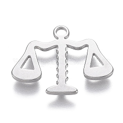 変色しにくい304ステンレススチールペンダント  バランススケール/てんびん座  ステンレス鋼色  19x25x2mm  穴：2.6mm&nbsp;STAS-I166-08P