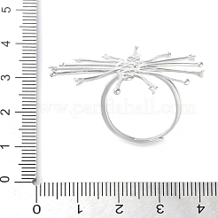 ロジウムメッキ925スターリングシルバー調節可能な女性用リング部品  マイクロパヴェキュービックジルコニア付き  プラチナメッキ  38x38mm  usサイズ7 1/4(17.5mm)&nbsp;STER-M092-08P