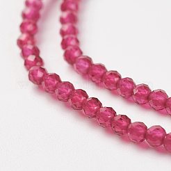 天然水晶ビーズ連  染め  模造ルビー  ラウンド  多面カット  2mm  穴：0.5mm  約180個/連  35cm&nbsp;G-G680-19