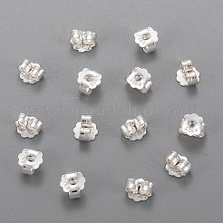 スターリングシルバー製フリクションイヤーナット 925 個  スタンプ925個付き  銀  5x6x3mm  穴：0.8mm&nbsp;X-STER-L063-09S