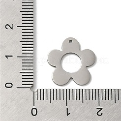 変色しない201ステンレススチールペンダント  レーザー切断  ステンレス鋼色  花のチャーム  15.5x15x1mm  穴：0.8mm&nbsp;STAS-E206-05P-03