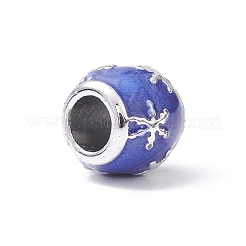 クリスマステーマ合金エナメルヨーロッパビーズ  大穴ビーズ  プラチナ  ロンデル  スノーフレーク  12x10mm  穴：5.5mm&nbsp;MPDL-Q213-22P