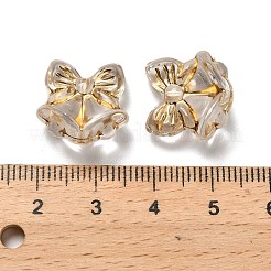 透明なアクリルビーズ  蝶結びのクリスマスベル  ゴールドライン入り  透明  15x15.5x8.5mm  穴：1.2mm  約562個/500g&nbsp;MACR-K359-35A