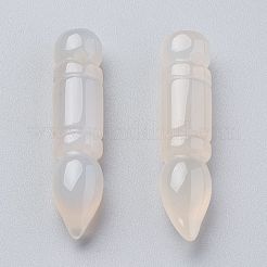 教師の日のための彫刻された天然瑪瑙のペンダント  書道筆ペン  ホワイトスモーク  38.5~39.5x9.5mm  穴：1.6mm&nbsp;G-I295-03B