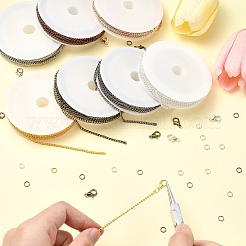 DIYネックレスジュエリー製作キット  鉄のツイストチェーンを含む  亜鉛合金カニカン  鉄オープン丸カン  ミックスカラー  3.5~12x0.7~6x0.5~0.7mm&nbsp;DIY-YW0009-35
