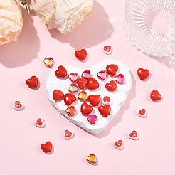 240 個 6 スタイル不透明なアクリル ビーズ  ハート  レッド  8~10x8~11x3~6mm  穴：1.5~2mm&nbsp;SACR-FS0001-41