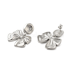 304ステンレススチール製蝶結びスタッドピアス（女性用）  ステンレス鋼色  41.5x33.5mm&nbsp;EJEW-U020-02P