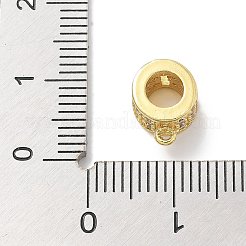 Rack Plating Brass Micro Pave Clear Cubic Zirconia Tube Bails&nbsp;KK-L224-021G