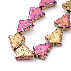電気メッキガラスビーズ連売り  メタリックメッキ  クリスマスツリー  蘭  15.5~16x14.5~15x4.5~5mm  穴：1mm  約40個/連  25.20~25.59（64~65センチメートル）&nbsp;EGLA-C002-FP01