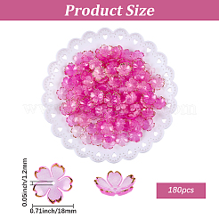 アクリルビーズキャップ180個  5  - 花びらの花  黄金の縁を持つ  カメリア  17.5x18x5mm  穴：1.2mm&nbsp;OACR-PA0001-37A