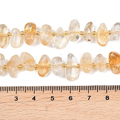 天然シトリン（加熱）ビーズ連売り  ナゲット  シードビーズで  加熱  5~18x3.5~8.5x2.5~6.5mm  穴：0.7~1mm  約46~51個/連  15.35''~16.14''（39~41センチメートル）&nbsp;G-K393-B03