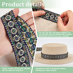 10 Yards Polyester Flower Jacquard Ribbon&nbsp;OCOR-PH0005-18B