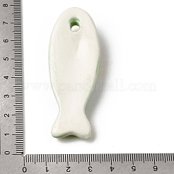 手描きの磁器製大型ペンダント  魚のチャーム  淡緑色  64.5~72.5x25~28.5x11.5~12mm  穴：4.5mm&nbsp;LA-CBAC6A6-06F