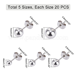 201 Stainless Steel Ball Stud Earrings&nbsp;STAS-UN0019-07P