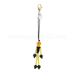 Halloween Theme Skeleton Glass Seed & Natural Black Onyx & Synthetic Turquoise Beaded Pendant Decorations&nbsp;HJEW-MZ00284-03