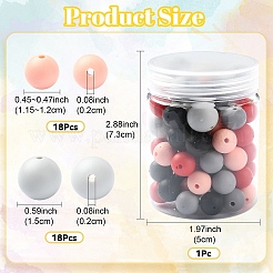 シリコンビーズ  DIYネックレスとブレスレットの作り方  ラウンド  カラフル  9.5~12mm  穴：2mm  5色  18個/カラー&nbsp;SIL-YW0001-40B