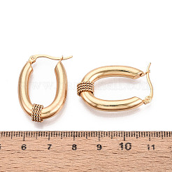 304ステンレススチールフープピアス  オーバル  18KGP本金メッキ  30.5x20x7.5mm&nbsp;X-EJEW-M221-04G