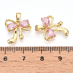 Brass Micro Pave Cubic Zirconia Pendants&nbsp;KK-N254-231G