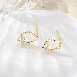 Brass Glass Stud Earrings&nbsp;EJEW-Q014-22G