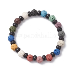 3Pcs Natural Lava Rock & Coconut Shell Beaded Stretch Bracelets for Women Men&nbsp;BJEW-JB12470