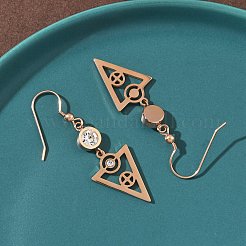 304ステンレススチール製トライアングルダングルイヤリング  イオンプレーティング（ip）  ローズゴールド  51x15mm&nbsp;EJEW-Z129-20RG