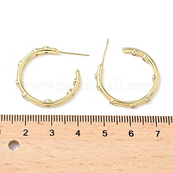 C-Shaped Brass Micro Pave Clear Cubic Zirconia Stud Earrings&nbsp;EJEW-A132-14G