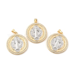Rack Plating Brass Micro Pave Cubic Zirconia Pendants&nbsp;KK-C021-10G-01