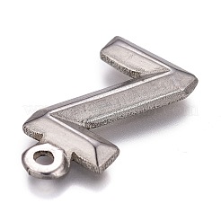 変色しにくい304ステンレススチールペンダント  アルファベット  文字.z  16x8x2mm  穴：1.2mm&nbsp;STAS-H119-01P-Z