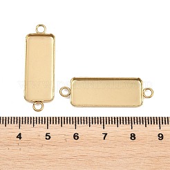 イオンプレーティング（IP）304ステンレススチールカボションコネクタセッティング  プレーンエッジベゼルカップ  長方形  ゴールドカラー  トレイ：25x10mm  34x11x2mm  穴：2mm&nbsp;LS-STAS-F222-032G