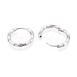 304ステンレススチールフープピアス  ツイストリング  プラチナ  17.5~18x19~19.5x2.5mm&nbsp;STAS-T074-50P