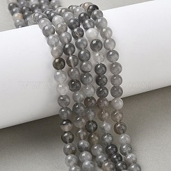 天然石クラウディクォーツビーズ連売り  ラウンド  6mm  穴：1mm  約58~62個/連  15インチ&nbsp;G-D840-69-6mm