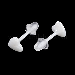 磁器スタッドピアス  ハート  ホワイト  5.8x5.8mm&nbsp;EJEW-H007-01B