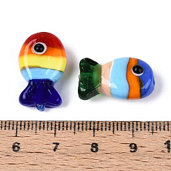 手作りランプワークビーズ連売り  魚  ミックスカラー  19~20.5x12~13x9~11mm  穴：1~1.6mm  約15個/連  11.61インチ（29.5cm）&nbsp;LAMP-N036-15