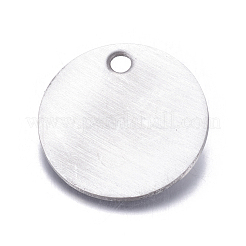 変色しないステンレススチールのブランクスタンプタグペンダント  フラットラウンド  ステンレス鋼色  20x1mm  穴：1.5~2mm&nbsp;X1-STAS-S020