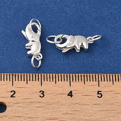 スターリングシルバー製カニカン、丸カン付き 925 個  ゾウのスタンプ925個  銀  7x14x4.5mm&nbsp;STER-D006-15S