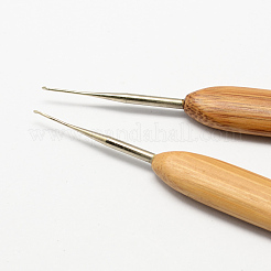 竹ハンドル鉄かぎ針編みのフック針  ペルー  ピン：0.75mm  133~136x13x7mm&nbsp;X-TOOL-R034-0.75mm