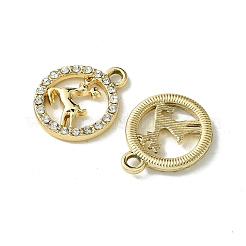 UVメッキ合金ラインストーンペンダント  ゴールドカラー  鹿  18x15x2mm  穴：1.9~2mm&nbsp;FIND-B039-02G-08