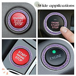 ラインストーン付きプラチナ合金製粘着カーステッカー2枚  キラキラ輝くオートスタートエンジンイグニッションボタンノブリングシルバーステッカー  DIYの車の装飾  タンザナイト  39x3mm  内径：30mm&nbsp;DIY-CN0003-70
