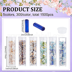 1500色のガラスツイストビューグルビーズ5個  銀並ぶ  ミックスカラー  6x2mm  300個/カラー&nbsp;GLAA-PH0003-73